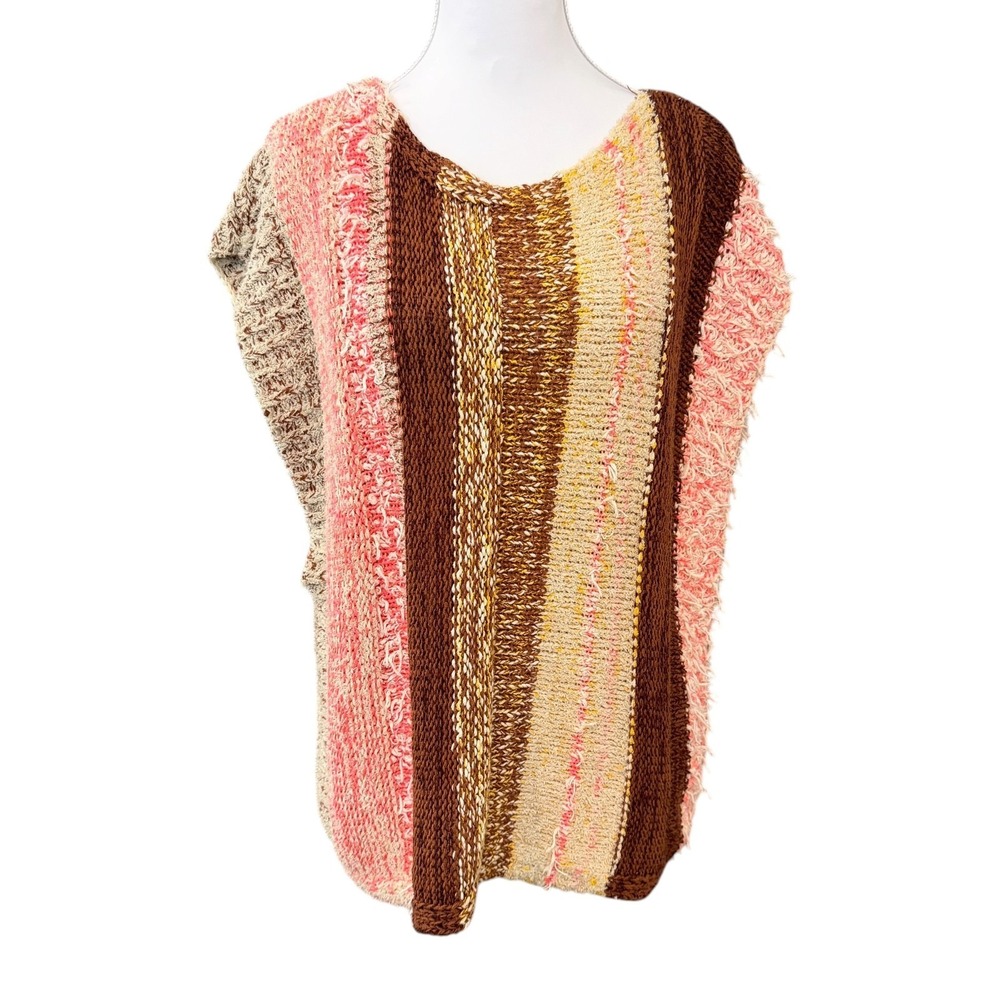 Anthropologie Knit Poncho Sweater Top Women's XS Textured Shabby Boho Lagenlook